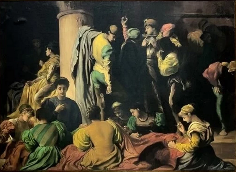 La tessitura della tela di Penelope con Antinoo e i Proci